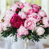 modern arrangement of quality fresh flowers with all pink peonies, handmade using fresh flowers