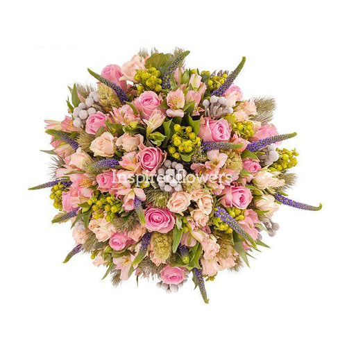 Simply Stunning Floral Hand-tied Bouquet luxurious floral hand tied arrangement with the purest of roses and vintage stems and foliage by Inspired Flowers