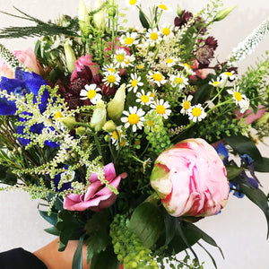 country garden style wedding bouquet with peonies astilbe and assortment of fresh flowers - copyright inspired flowers