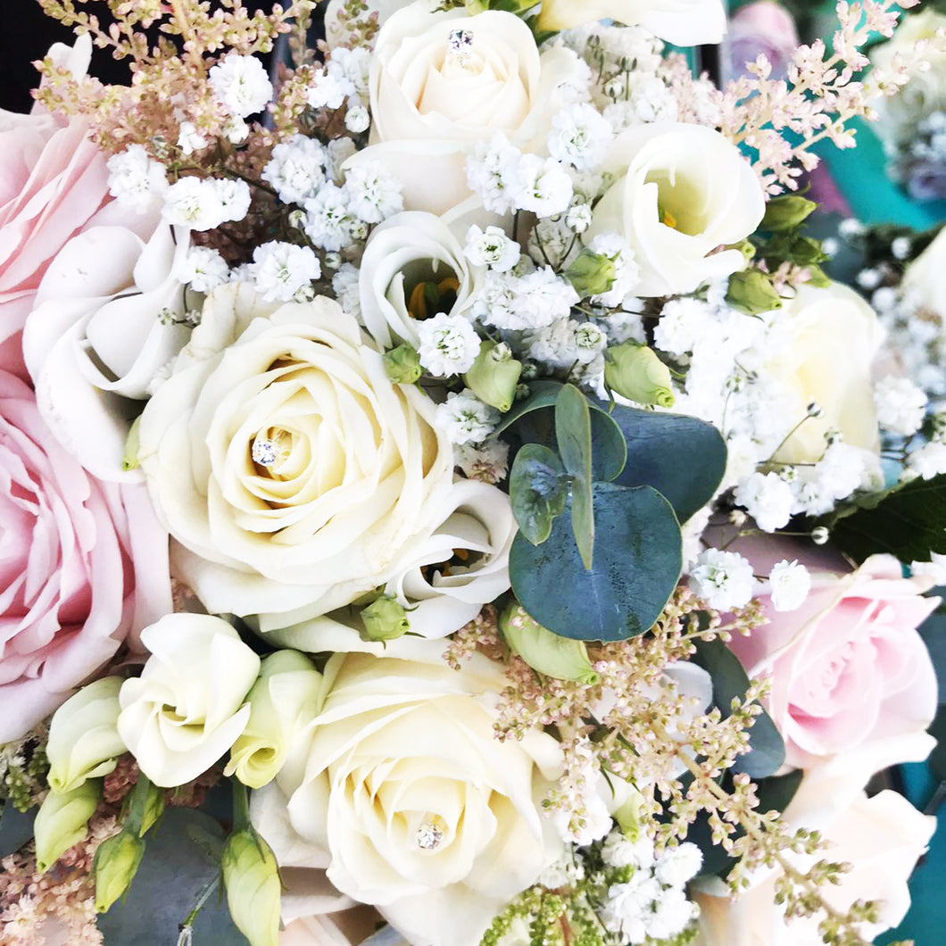 wedding bouquet blush pinks and white flowers as hand tied bouquet - copyright inspired flowers