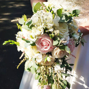 shower wedding bouquet soft pink blush and white fresh flowers - copyright inspired flowers