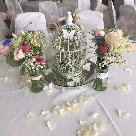 inspired floral bird cage wedding table centre piece - copyright inspired flowers