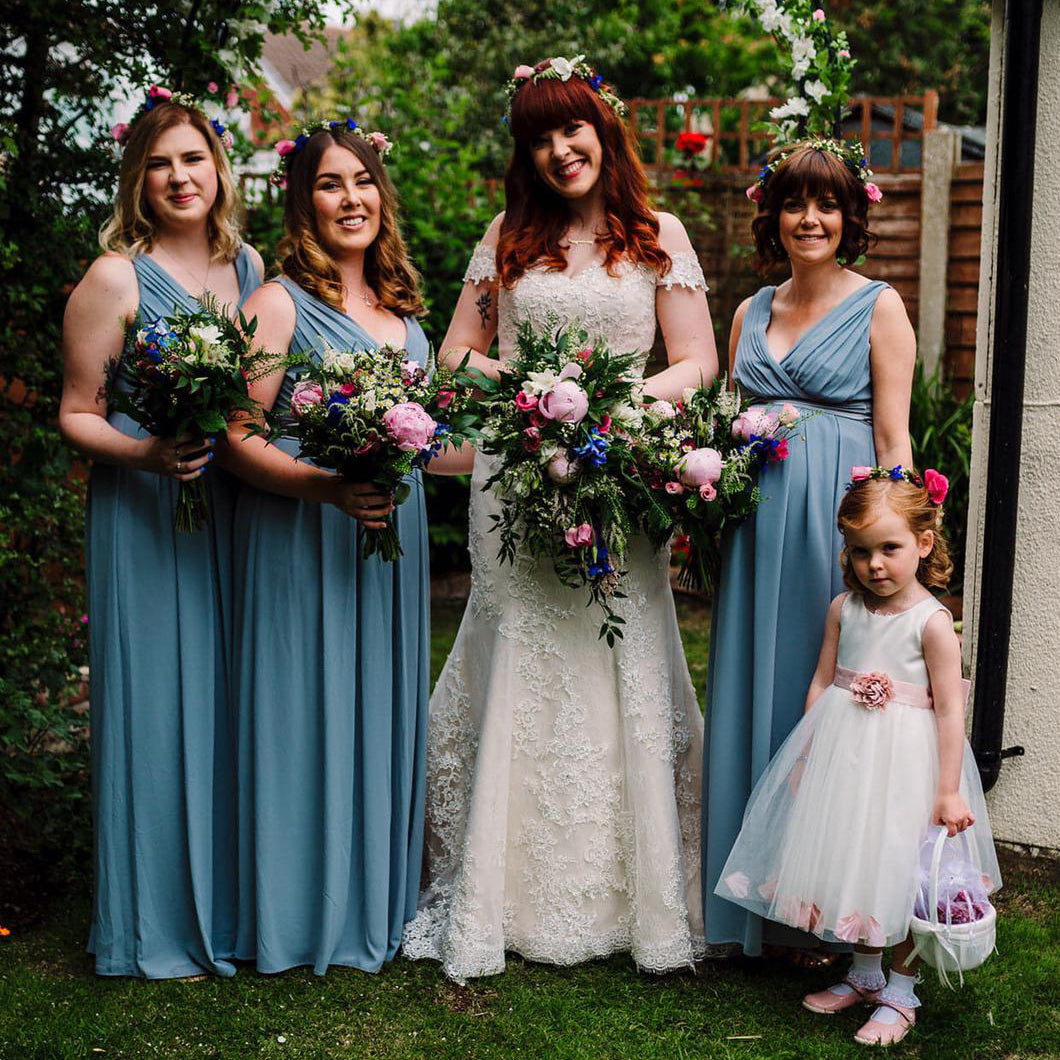 Bridesmaids with wedding flowers by Inspired Flowers Birkdale