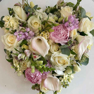 funeral floral arrangement heart