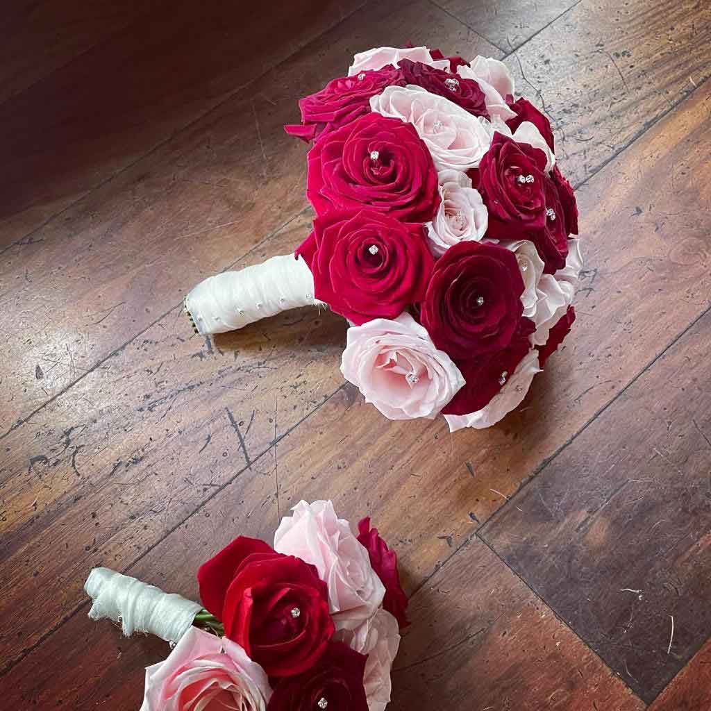 wedding floral hand tied with roses