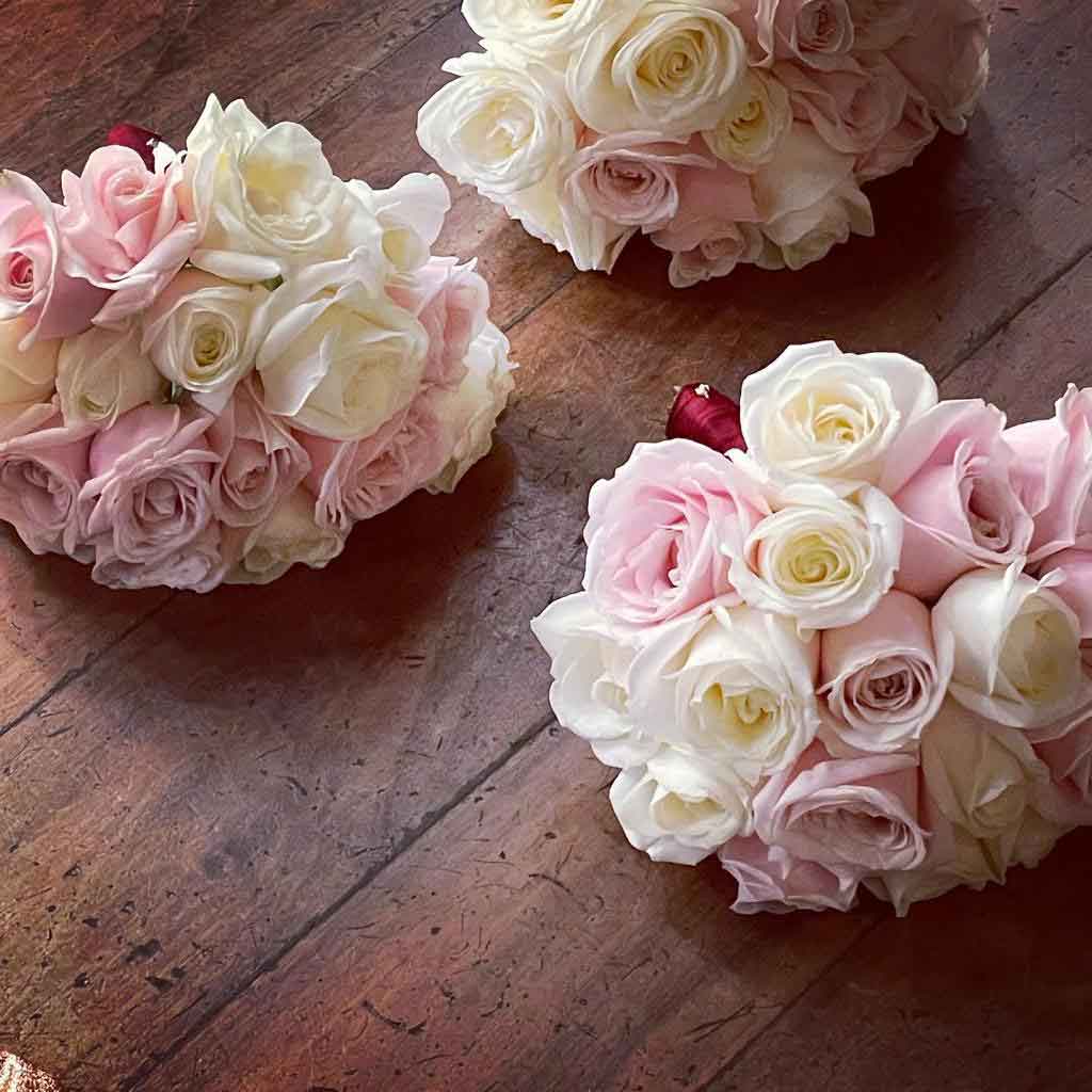 rose wedding hand tied flowers with white and pink 