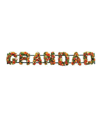 GRANDAD Lettering Floral Tribute mix of fresh flowers in orange and bronze by Inspired Flowers