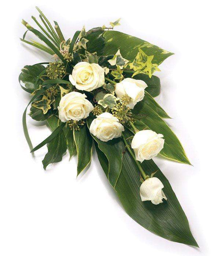 Six Rose Hand Tied Sheaf pure and simple design of white roses and foliage by Inspired Flowers 