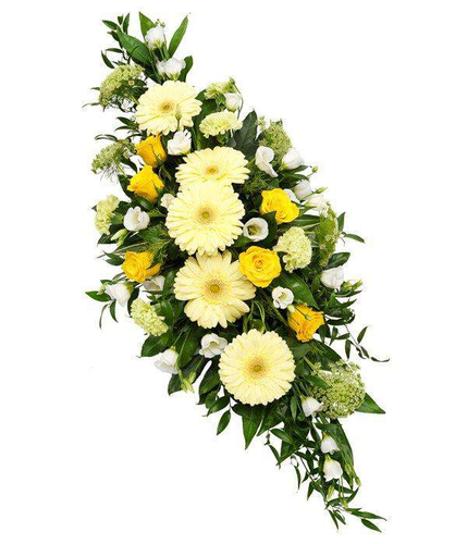 Yellow Double Ended Coffin Spray finest and most luscious yellow roses and cream stems perfectly arranged by florist by Inspired  Flowers 