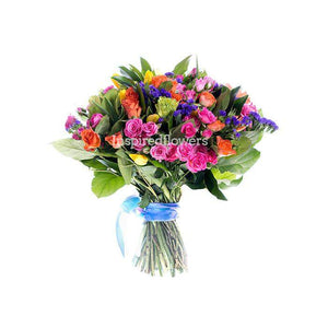 Colour Splash Floral Hand-tied Bouquet bright fresh flowers colours that zing with each other by Inspired Flowers 
