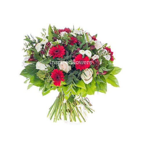 Lucky Star Floral Hand-tied Bouquet rich red and deep pink fresh flowers arranged by florist by Inspired Flowers