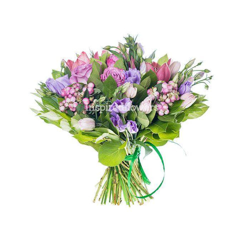 Inspired Flower Pink and purple floral handtied bouquet